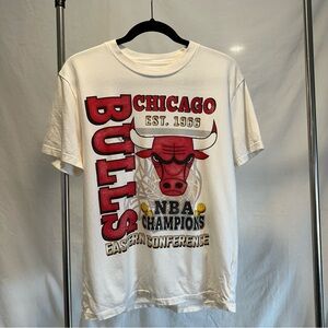 Hollister White Chicago Bulls NBA Graphic Crew Tee size small